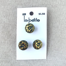 Load image into Gallery viewer, 839 Gold Black Flower - La Petite - 1 Hole Shank - 13mm - Gold and Black
