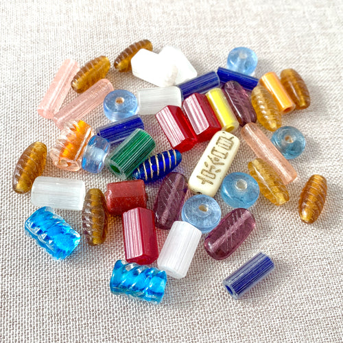 Transparent Glass Beads - Mixed Shapes and Sizes - Package of 41 Beads - The Attic Exchange