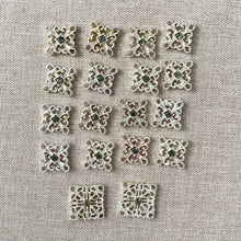 Load image into Gallery viewer, Crystal Silver Plated Filigree Connector Charms - Silver Plated - Square - Package of 18 Charms - The Attic Exchange