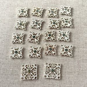 Crystal Silver Plated Filigree Connector Charms - Silver Plated - Square - Package of 18 Charms - The Attic Exchange