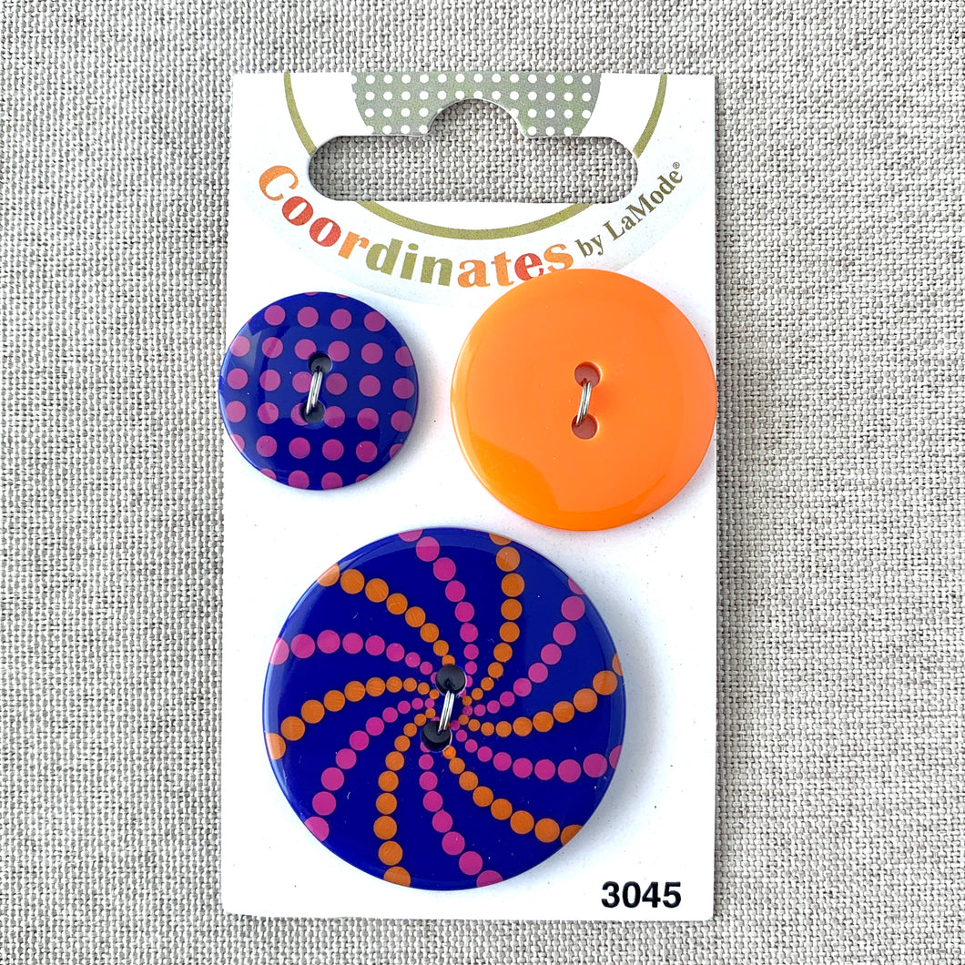 3045 - Coordinates - 2 Hole - Assorted Sizes - Blue Orange