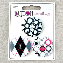 Load image into Gallery viewer, Black and White 6007 - Button Sensations - 2 Hole - Black White Pink