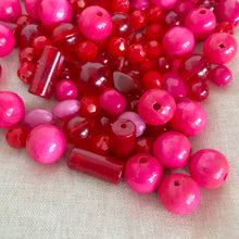 Load image into Gallery viewer, Hot Pink Party Mixed Beads - Wood and Acrylic Assortment - Various Sizes - Package of 4 oz of beads - The Attic Exchange
