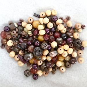 Exquisite Collection - Mix of Wood, Acrylic, Antique Copper Beads - Filigree, Round, Oval - Package of 5oz of beads - The Attic Exchange