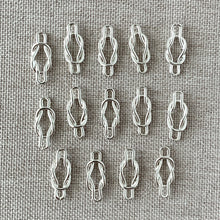 Load image into Gallery viewer, Rope Knot Links - Silver Plated - Blue Moon Beads - 5mm x 14mm - Package of 14 Links - The Attic Exchange
