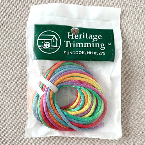 Rainbow Satin Rattail Cord - 2mm Cord - Heritage Trimming - Pack of 4 Yards - The Attic Exchange