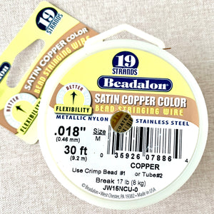 Satin Copper Color Bead Stringing Wire - Beadalon - 19 Strand - Package of 60 Feet - The Attic Exchange