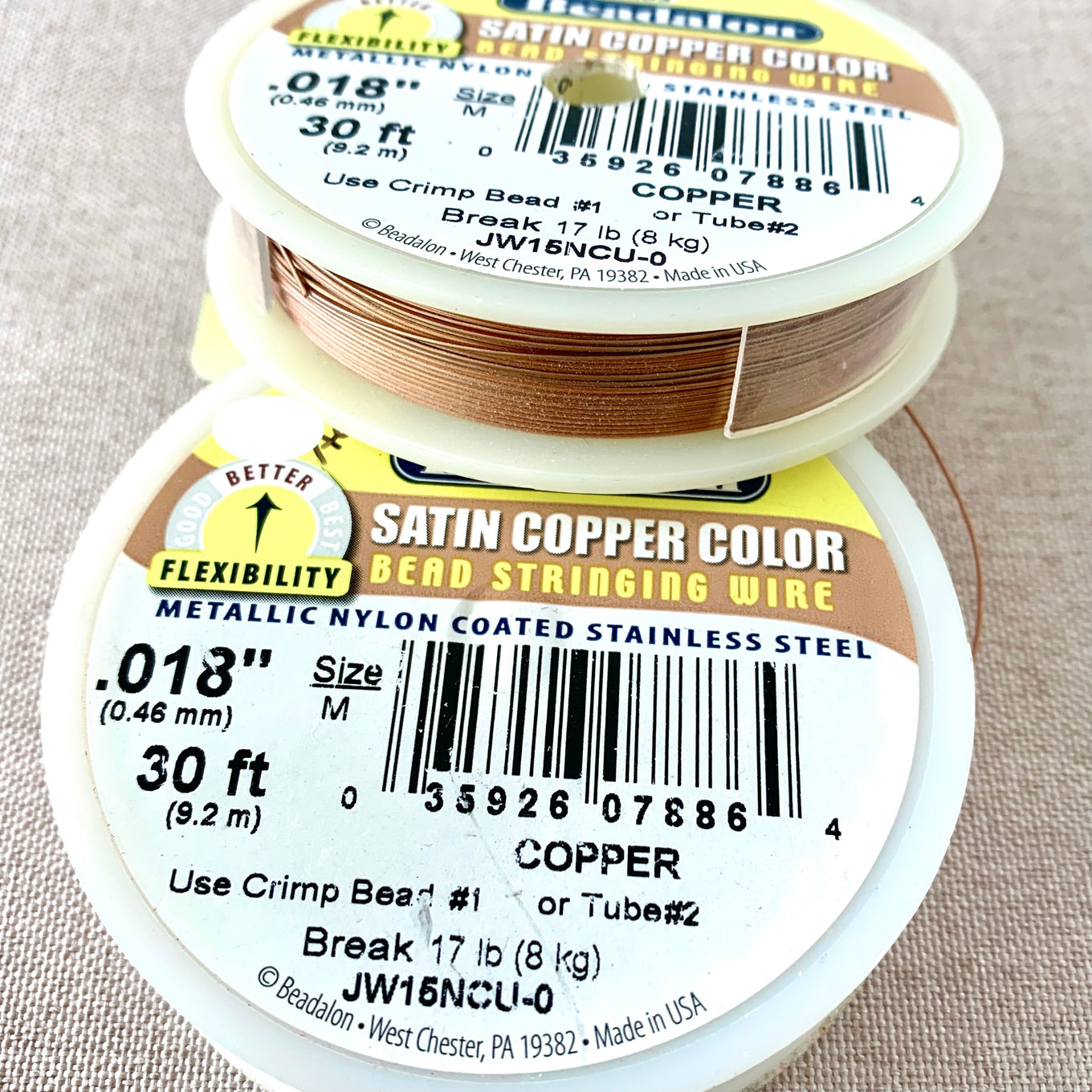 Satin Copper Color Bead Stringing Wire - Beadalon - 19 Strand - Packag –  The Attic Exchange