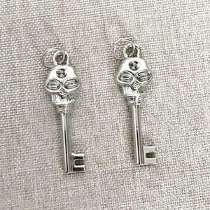 Silver Skeleton Key Charms - Zinc Silver Skeleton Keys - Pack of 2 Charms - The Attic Exchange