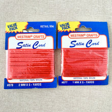 Load image into Gallery viewer, Red Satin Cord - 1mm and 2mm Cord - 10 Yards Total - The Attic Exchange