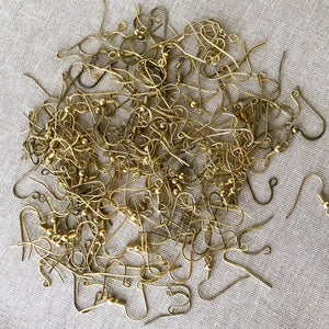 Vintage Style Brass and Gold Plated Fish Hook Ear-wires - Various Styles - Pack of 200 Earwires - 100 Pairs - The Attic Exchange