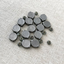 Load image into Gallery viewer, Oxidized Silver Color Puffed Disk Beads - Gunmetal - 11mm - Package of 14 and spacer seed beads - The Attic Exchange