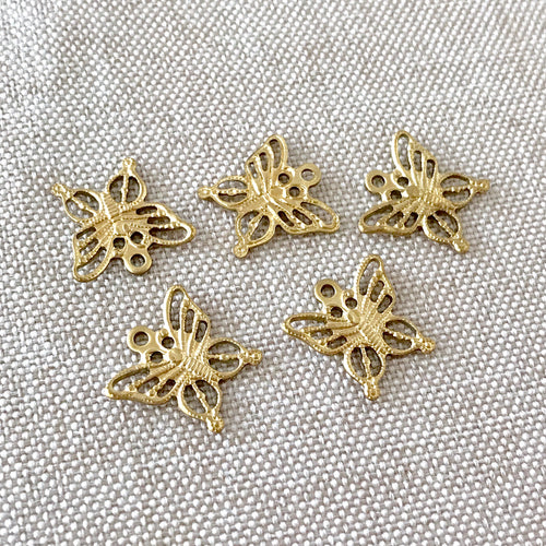 Gold Filigree Butterfly Charms - Gold Plated - 12mm - Pack of 5 Charms - The Attic Exchange