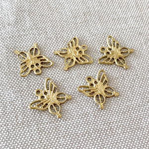 Gold Filigree Butterfly Charms - Gold Plated - 12mm - Pack of 5 Charms - The Attic Exchange