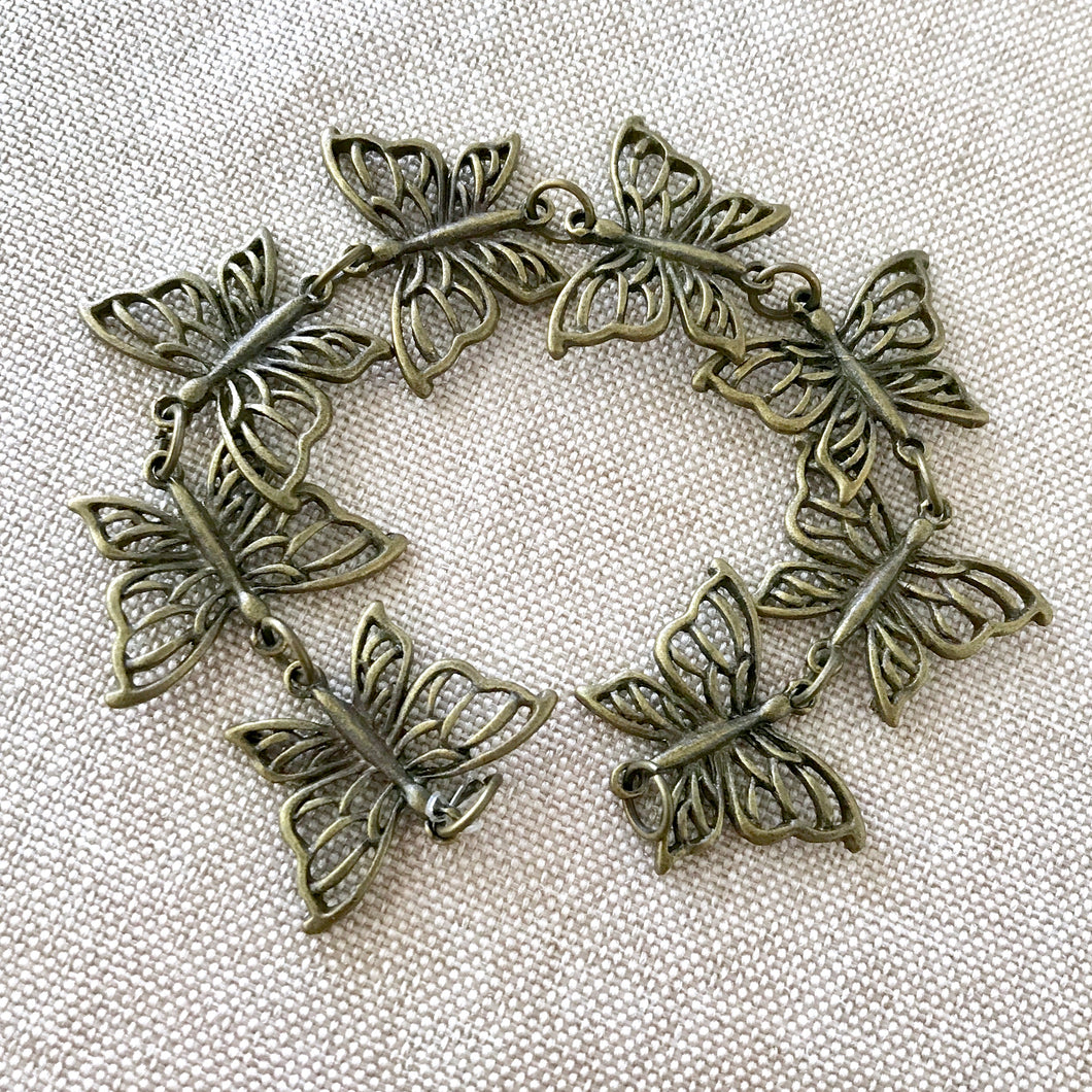 Satin Antique Gold Butterfly Links - Antiqued Gold - AG - 16mm - Butterflies - Charms - The Attic Exchange