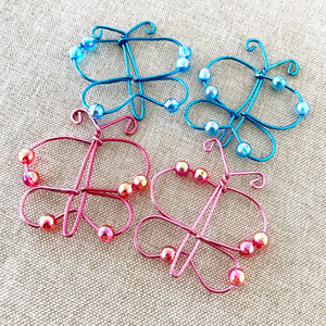 Enamel Coated Wire Butterflies - Pink and Blue - Package of 4 - The Attic Exchange