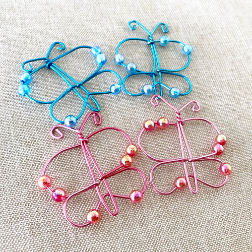 Enamel Coated Wire Butterflies - Pink and Blue - Package of 4 - The Attic Exchange