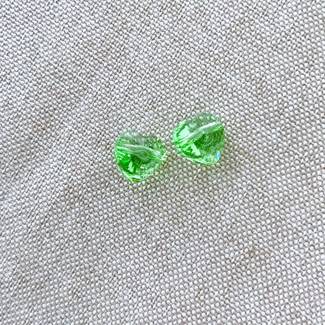Peridot Swarovski Crystal Heart Bead - 8mm - Peridot Green - Package of 2 Beads - The Attic Exchange