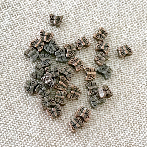Copper Mini Butterfly Beads - Antique Copper - 3mm x 4mm - Vertical Drill - Package of 32 Beads - The Attic Exchange