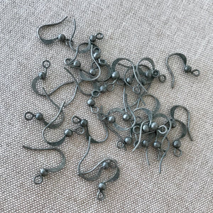 Oxidized Silver Plated Fish Hook With Ball Bead Earwires - 19mm x 15mm - Package of 32 - The Attic Exchange