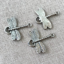 Load image into Gallery viewer, Antique Silver Dragonfly Links - 25mm x 24mm - Antiqued Silver Plated - Package of 3 Links - The Attic Exchange