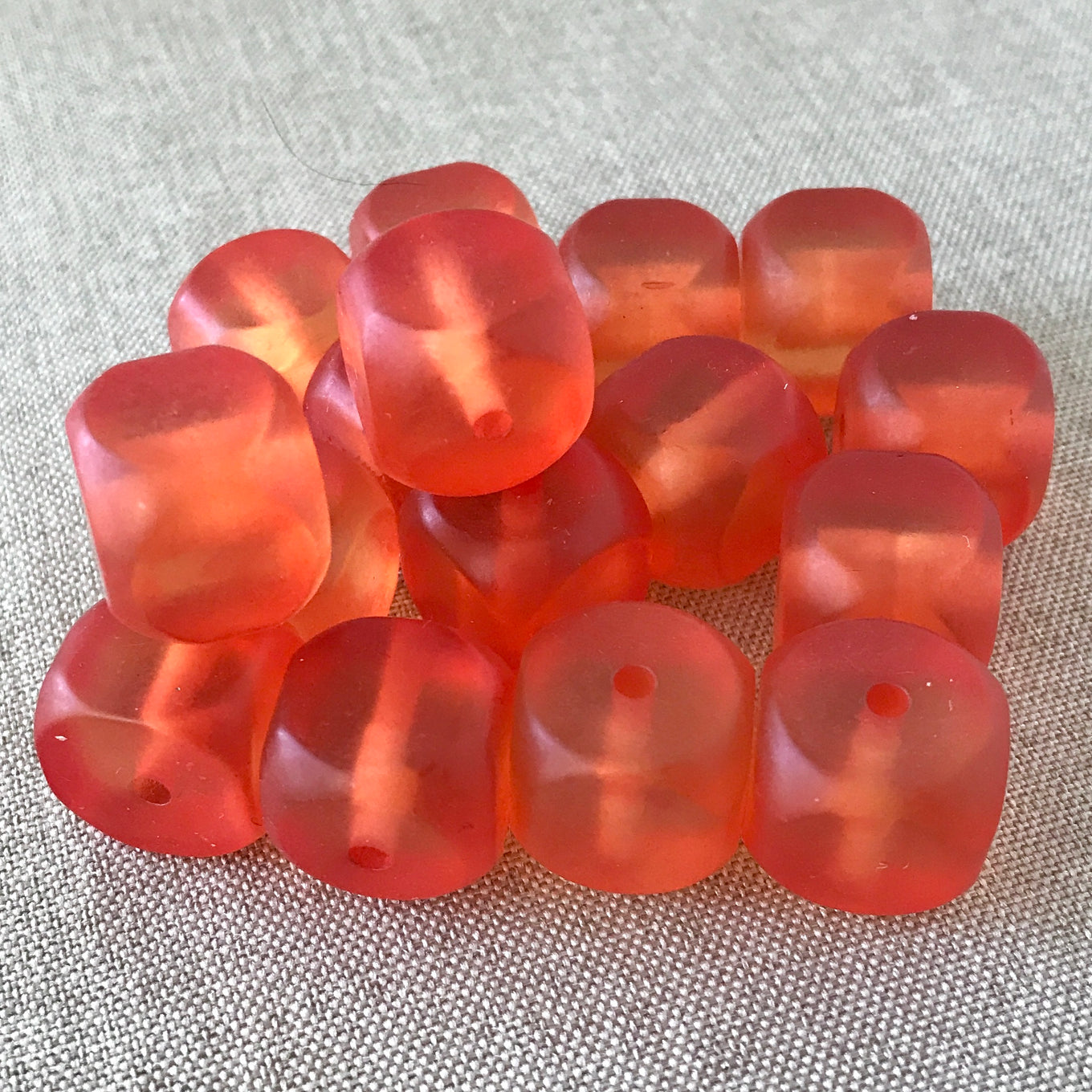 Orange Cube Square Resin Beads - 16mm - Square Cube - Transparent