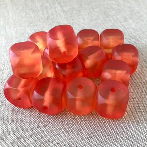 Orange Cube Square Resin Beads - 16mm - Square Cube - Transparent Matte Orange Strawberry - Package of 16 Beads - The Attic Exchange