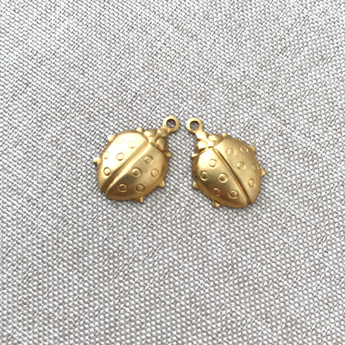 Gold Plated Satin Ladybug Charms - Gold Plated Satin - Ladybug - Insect Charms - Package of 2 - The Attic Exchange
