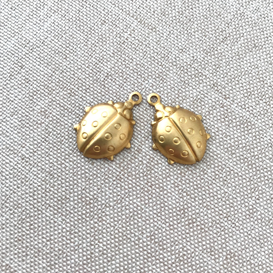 Gold Plated Satin Ladybug Charms - Gold Plated Satin - Ladybug - Insect Charms - Package of 2 - The Attic Exchange