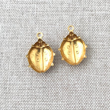 Load image into Gallery viewer, Gold Plated Satin Ladybug Charms - Gold Plated Satin - Ladybug - Insect Charms - Package of 2 - The Attic Exchange