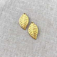 Load image into Gallery viewer, Gold Plated Delicate Leaf Charms - Gold Plated - Leaves - Nature - Package of 2 Charms - The Attic Exchange