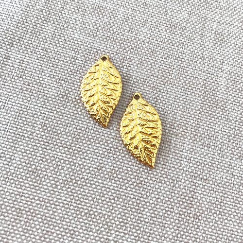 Gold Plated Delicate Leaf Charms - Gold Plated - Leaves - Nature - Package of 2 Charms - The Attic Exchange