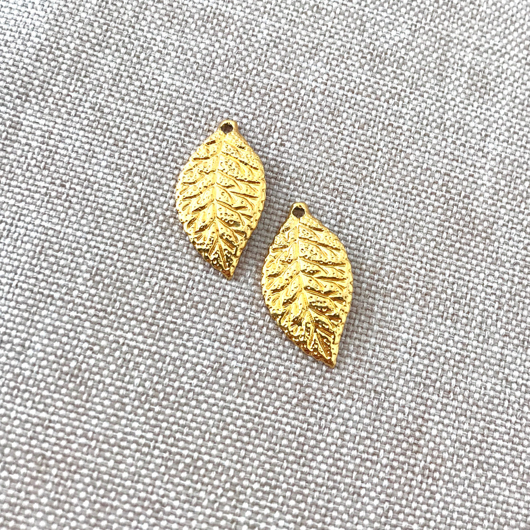 Gold Plated Delicate Leaf Charms - Gold Plated - Leaves - Nature - Package of 2 Charms - The Attic Exchange