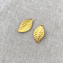 Load image into Gallery viewer, Gold Plated Delicate Leaf Charms - Gold Plated - Leaves - Nature - Package of 2 Charms - The Attic Exchange