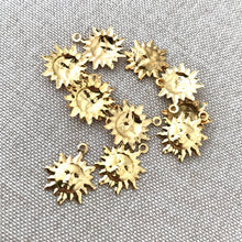 Load image into Gallery viewer, Gold Plated Small Sun Charms - Gold Plated - Sun - Celestial - Package of 11 Charms - The Attic Exchange