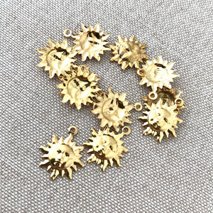 Gold Plated Small Sun Charms - Gold Plated - Sun - Celestial - Package of 11 Charms - The Attic Exchange