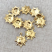 Load image into Gallery viewer, Gold Plated Small Sun Charms - Gold Plated - Sun - Celestial - Package of 11 Charms - The Attic Exchange