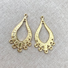 Load image into Gallery viewer, Gold Plated Teardrop Chandelier Charms - Gold Plated - Teardrop - 5 Loop Earring Chandelier Finding - Package of 2 Charms - The Attic Exchange