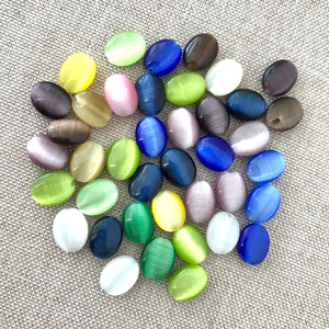 Oval Fiber Optic Glass Bead Assortment - Flat Oval - 8mm x 6mm - Package of 40 Beads - The Attic Exchange