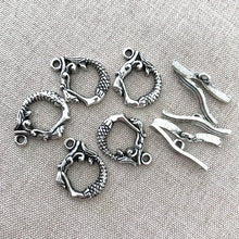 Load image into Gallery viewer, Antique Silver Mermaid Toggle Clasps - Blue Moon Manor House - Antiqued Silver - Round - Package of 5 Sets - The Attic Exchange