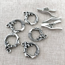 Load image into Gallery viewer, Antique Silver Mermaid Toggle Clasps - Blue Moon Manor House - Antiqued Silver - Round - Package of 5 Sets - The Attic Exchange