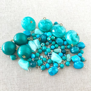 Turquoise Light Blue Acrylic Bead Dangle Mix - Assorted Shapes - Assorted Sizes - Package of 80 Beads - The Attic Exchange