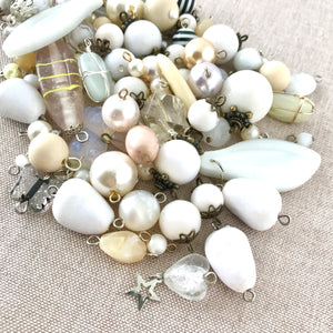 White and Ivory Cream Acrylic Bead Dangle Mix - Assorted Shapes - Assorted Sizes - Package of 95 Beads - The Attic Exchange