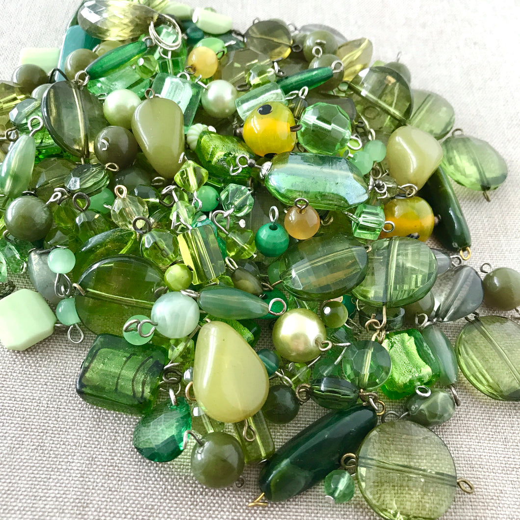 Green Acrylic Bead Dangle Mix - Assorted Shapes - Assorted Sizes - Package of 7 Ounces of Beads - The Attic Exchange