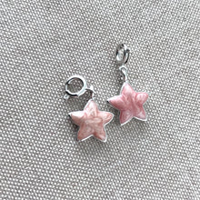 Load image into Gallery viewer, Pink Enamel Star Charms - Rhodium Silver Plated - With Clasps - Star - 12mm - Package of 2 Charms - The Attic Exchange