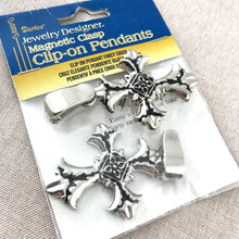 Load image into Gallery viewer, Silver Plated Cross Pendant with Magnetic Clip Clasp - Large - Silver Plated - 53mm x 38mm - Package of 2 Pendants - The Attic Exchange
