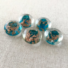 Load image into Gallery viewer, Blue and Copper Speckled Glass Beads - 22mm x 11mm - Painted Blue Glass Beads - Rondelle - Package of 5 Handmade Beads - The Attic Exchange