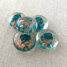 Load image into Gallery viewer, Blue and Copper Speckled Glass Beads - 22mm x 11mm - Painted Blue Glass Beads - Rondelle - Package of 5 Handmade Beads - The Attic Exchange