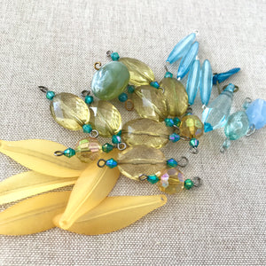 Yellow and Light Blue Acrylic Bead Dangle Mix - Assorted Shapes - Assorted Sizes - Package of 24 Pieces - The Attic Exchange