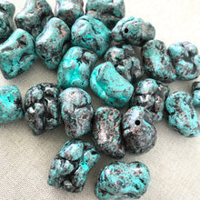 Load image into Gallery viewer, Painted Faux Turquoise Wood Beads - 24mm Nuggets - Wood - Package of 23 Beads - The Attic Exchange